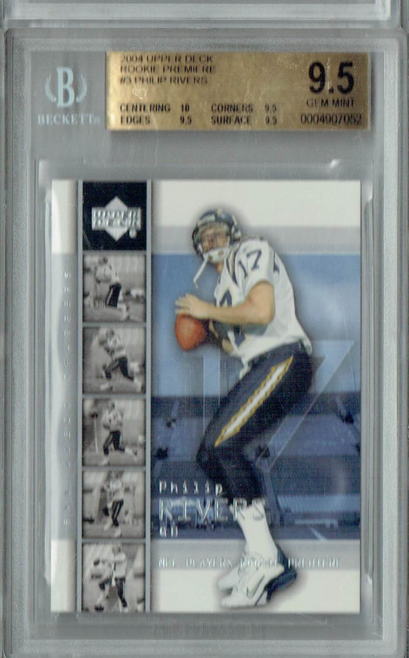 Philip Rivers 2003 Upper Deck Rookie Premiere #3 Rookie Card BGS 9.5