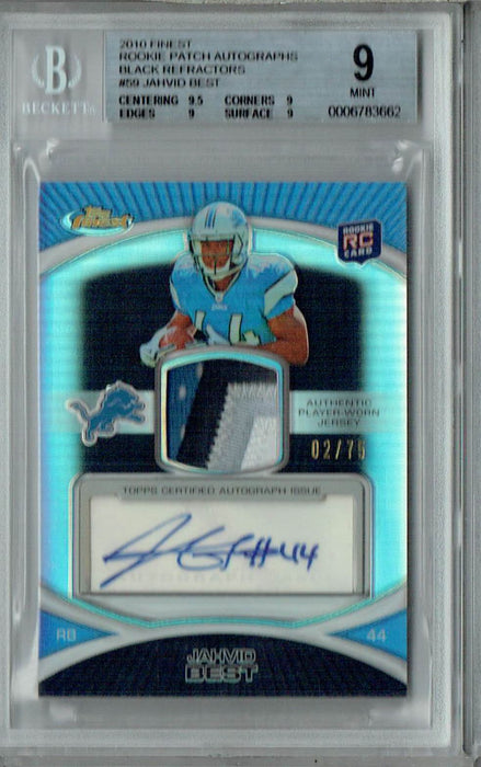 BGS 9 Mint Jahvid Best 2010 Topps Finest #59 Rookie Card Rookie Patch Auto 2/75