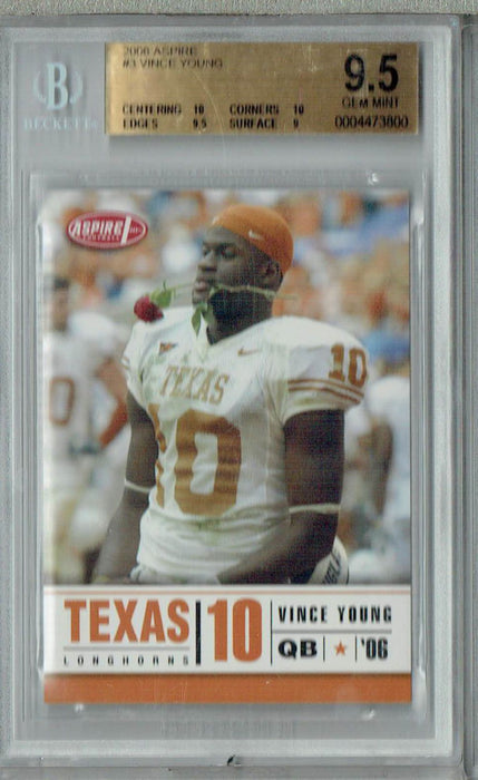 BGS 9.5 Gem Mint Vince Young 2006 Aspire Football #3 Rookie Card