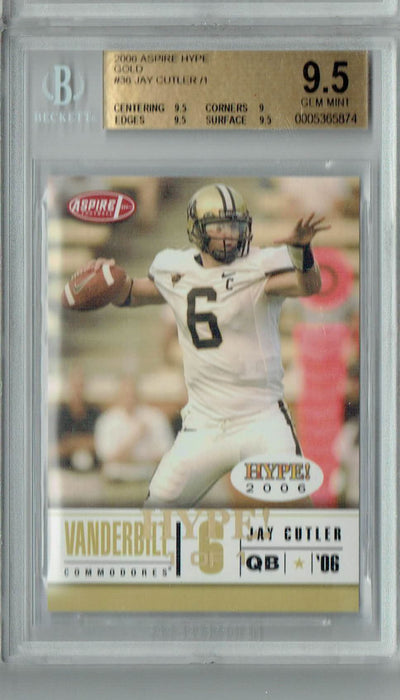 BGS 9.5 Gem Mint Jay Cutler 2006 Aspire Hype #36 Rookie Card Gold 1/1