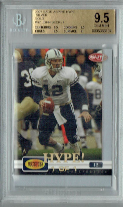 BGS 9.5 Gem Mint John Beck 2007 Sage Aspire Hype #H7 Rookie Card Silver Gold 1/1