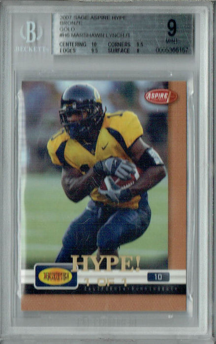 BGS 9 Mint Marshawn Lynch 2007 Sage Aspire Hype #H6 Rookie Card Bronze Gold 1/1