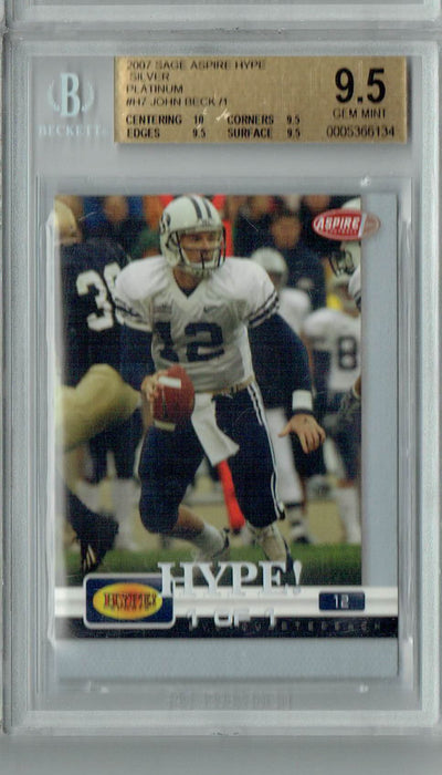 BGS 9.5 Gem Mint John Beck 2007 Sage Aspire Hype #H7 Rookie Card Silver Platinum 1/1