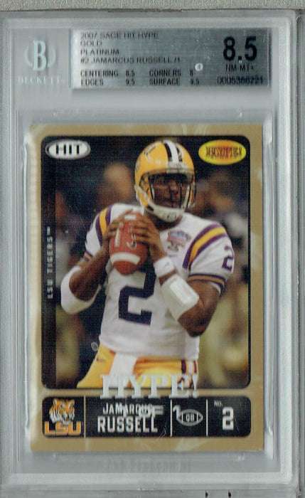 BGS 8.5 NM-MT+ Jamarcus Russell 2007 Sage Hit Hype #2 Rookie Card Gold Platinum 1/1