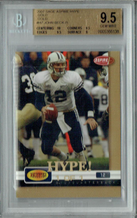 BGS 9.5 Gem Mint John Beck 2007 Sage Aspire Hype #H7 Rookie Card Gold Gold 1/1
