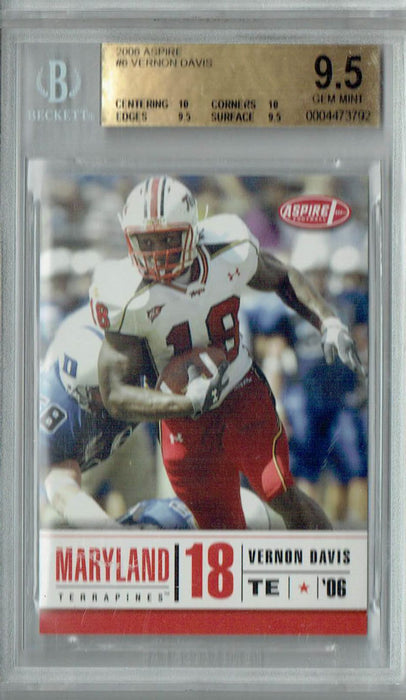 BGS 9.5 Gem Mint Vernon Davis 2006 Aspire #6 Rookie Card
