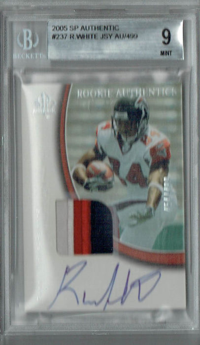 BGS 9 Mint Roddy White 2005 SP Authentic #237 Rookie Card Jersey Auto 454/499