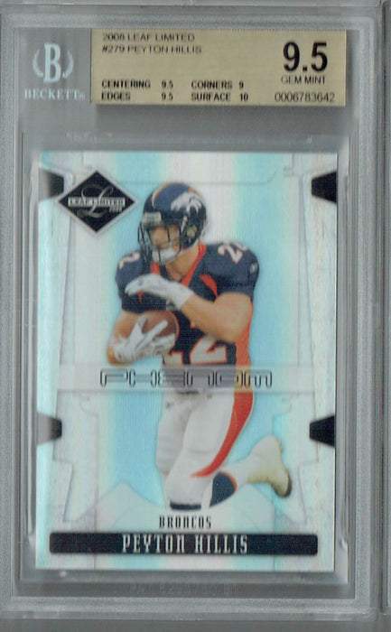 BGS 9.5 Gem Mint Peyton Hillis 2008 Leaf Limited #279 Rookie Card 732/999