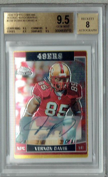 BGS 9.5 Gem Mint Vernon Davis 2006 Topps Chrome #234 Rookie Card Rookie Auto