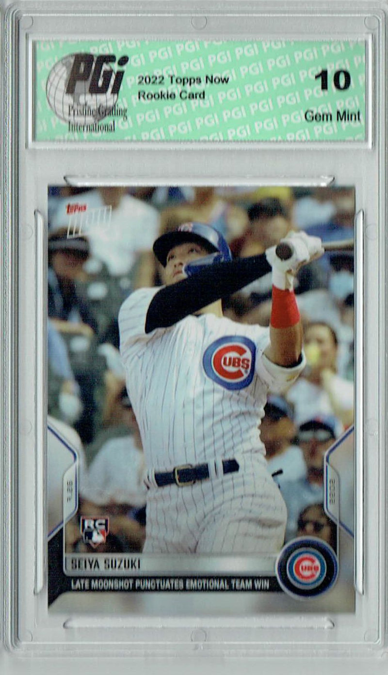 Seiya Suzuki 2022 Topps Now #596 Late Moonshot in Win Rookie Card PGI 10