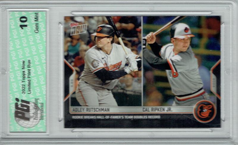 Adley Rutschman 2022 Topps Now #980 Cal Ripken Orioles Rookie Card PGI 10