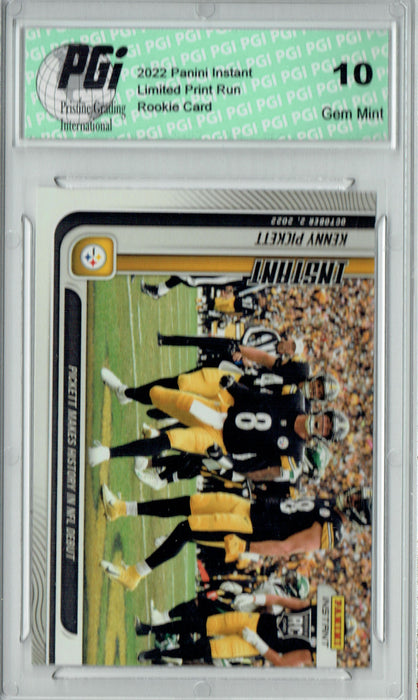Kenny Pickett 2022 Panini Instant #39 NFL Debut 1/1877 Made Rookie Card PGI 10
