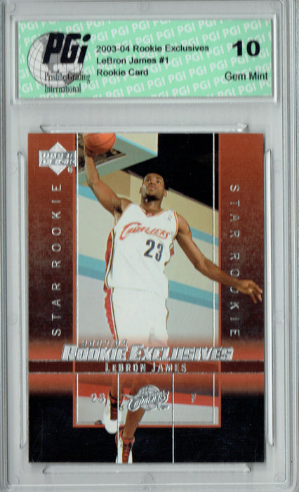 LeBron James 2003-04 Rookie Exclusives #1 Rookie Card PGI 10