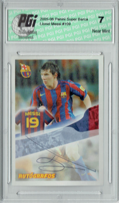 PGI 7 Lionel Messi 2005-06 Panini Super Barca #109 Autografos Trading Card