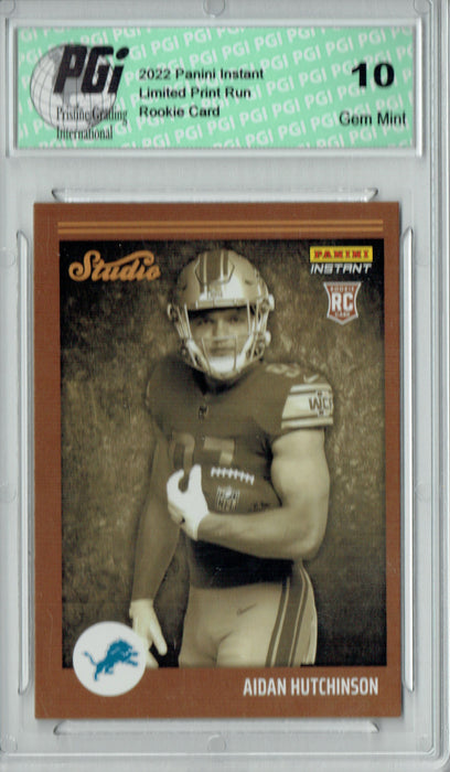 Aidan Hutchinson  2022 Panini Studio #S2 1/911 Made Rookie Card PGI 10
