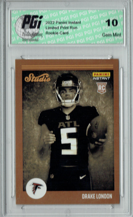 Drake London  2022 Panini Studio #S4 1/911 Made Rookie Card PGI 10