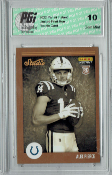 Alec Pierce  2022 Panini Studio #S19 1/911 Made Rookie Card PGI 10