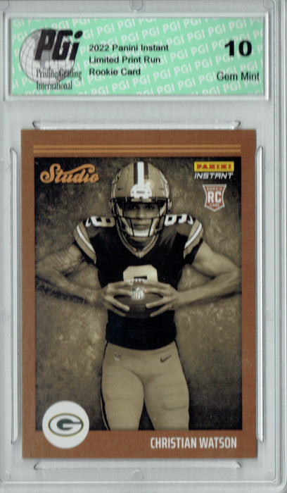 Christian Watson  2022 Panini Studio #S12 1/911 Made Rookie Card PGI 10