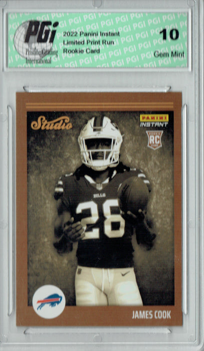James Cook  2022 Panini Studio #S22 1/911 Made Rookie Card PGI 10