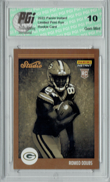 Romeo Doubs  2022 Panini Studio #S38 1/911 Made Rookie Card PGI 10