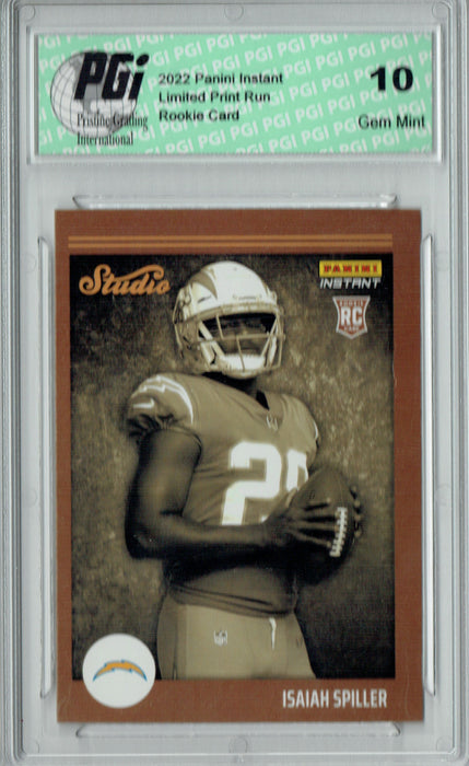 Isaiah Spiller  2022 Panini Studio #S34 1/911 Made Rookie Card PGI 10