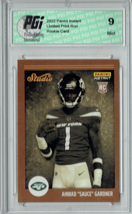 PGI 9 Ahmad "Sauce" Gardner  2022 Panini Studio #S3 1/911 Made Rookie Card