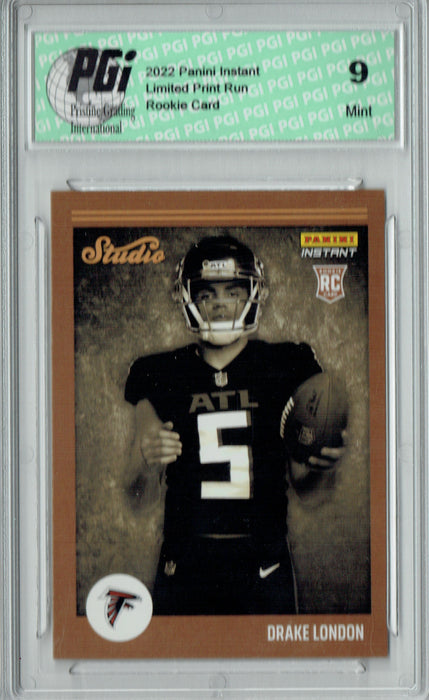 PGI 9 Drake London  2022 Panini Studio #S4 1/911 Made Rookie Card