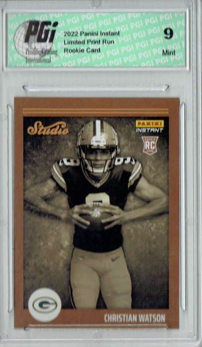 PGI 9 Christian Watson  2022 Panini Studio #S12 1/911 Made Rookie Card