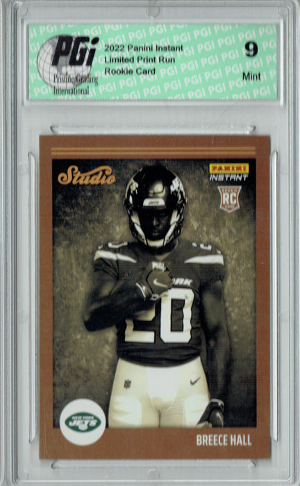 PGI 9 Breece Hall  2022 Panini Studio #S13 1/911 Made Rookie Card