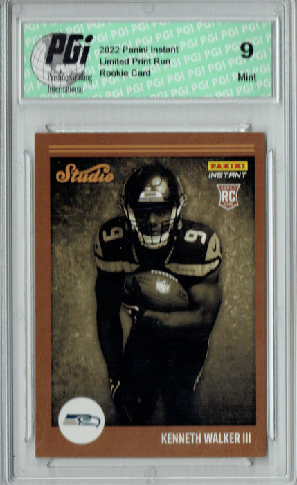 PGI 9 Kenneth Walker III  2022 Panini Studio #S14 1/911 Made Rookie Card