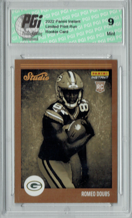 PGI 9 Romeo Doubs  2022 Panini Studio #S38 1/911 Made Rookie Card