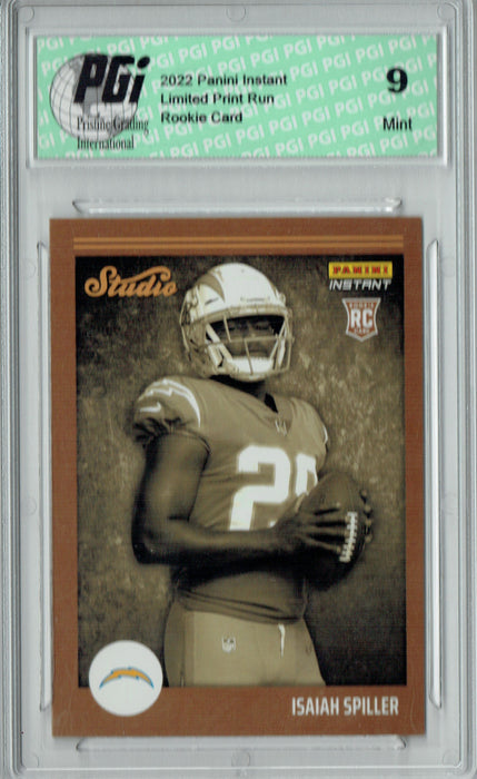 PGI 9 Isaiah Spiller  2022 Panini Studio #S34 1/911 Made Rookie Card