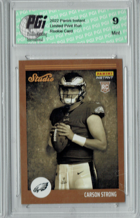 PGI 9 Carson Strong  2022 Panini Studio #S42 1/911 Made Rookie Card