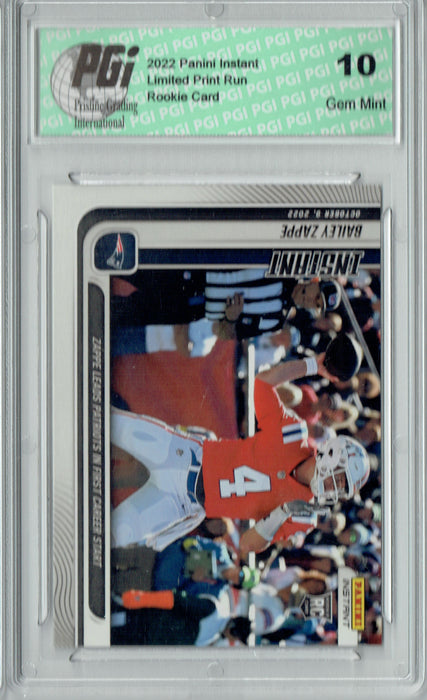 Bailey Zappe 2022 Panini Instant #51 1/442 Made! Rookie Card PGI 10