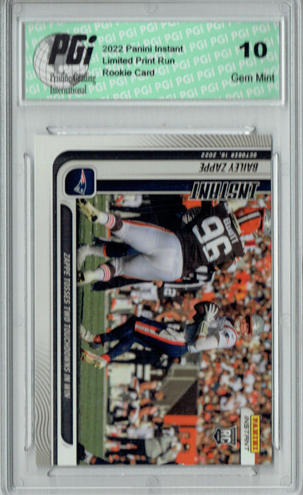 Bailey Zappe 2022 Panini Instant #62 1 of 849 Produced Rookie Card PGI 10
