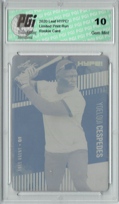 Yoelqui Cespedes 2020 LEAF HYPE! #42 Yellow Printing Plate 1 of 1 Rookie Card PGI 10