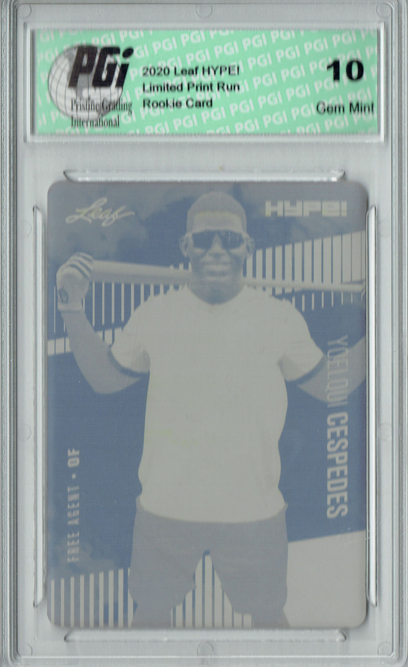 Yoelqui Cespedes 2020 LEAF HYPE! #42A Yellow Printing Plate 1 of 1 Rookie Card PGI 10