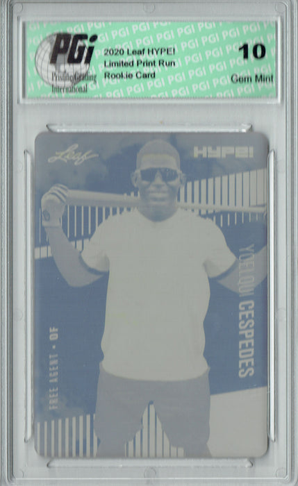 Yoelqui Cespedes 2020 LEAF HYPE! #42A Yellow Printing Plate 1 of 1 Rookie Card PGI 10