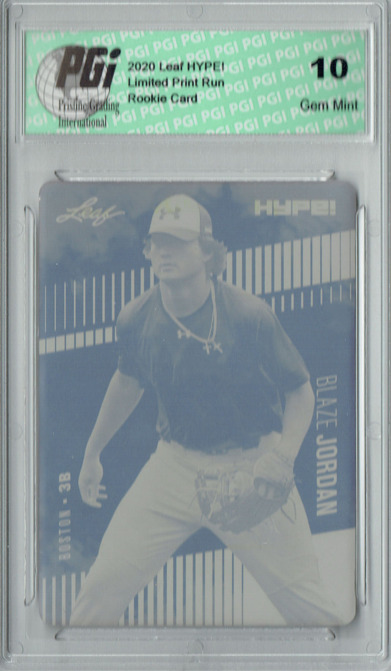 Blaze Jordan 2020 LEAF HYPE! #43 Yellow Printing Plate 1 of 1 Rookie Card PGI 10