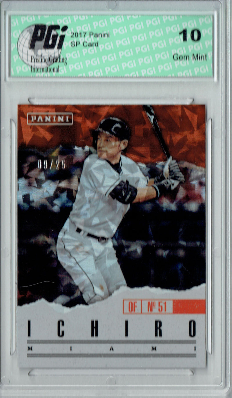Ichiro 2017 Panini #23 Cracked Ice 25 Made Card PGI 10
