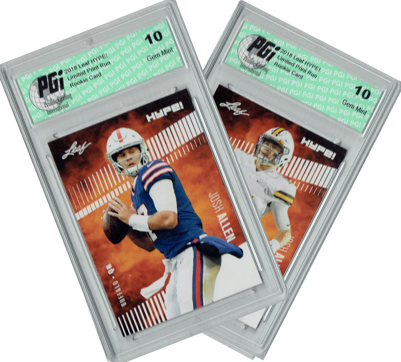 Josh Allen Rookie Card Buffalo PGI 10 Gem Mint Football Trading Card 2018 Leaf HYPE! #5 2 Card Lot