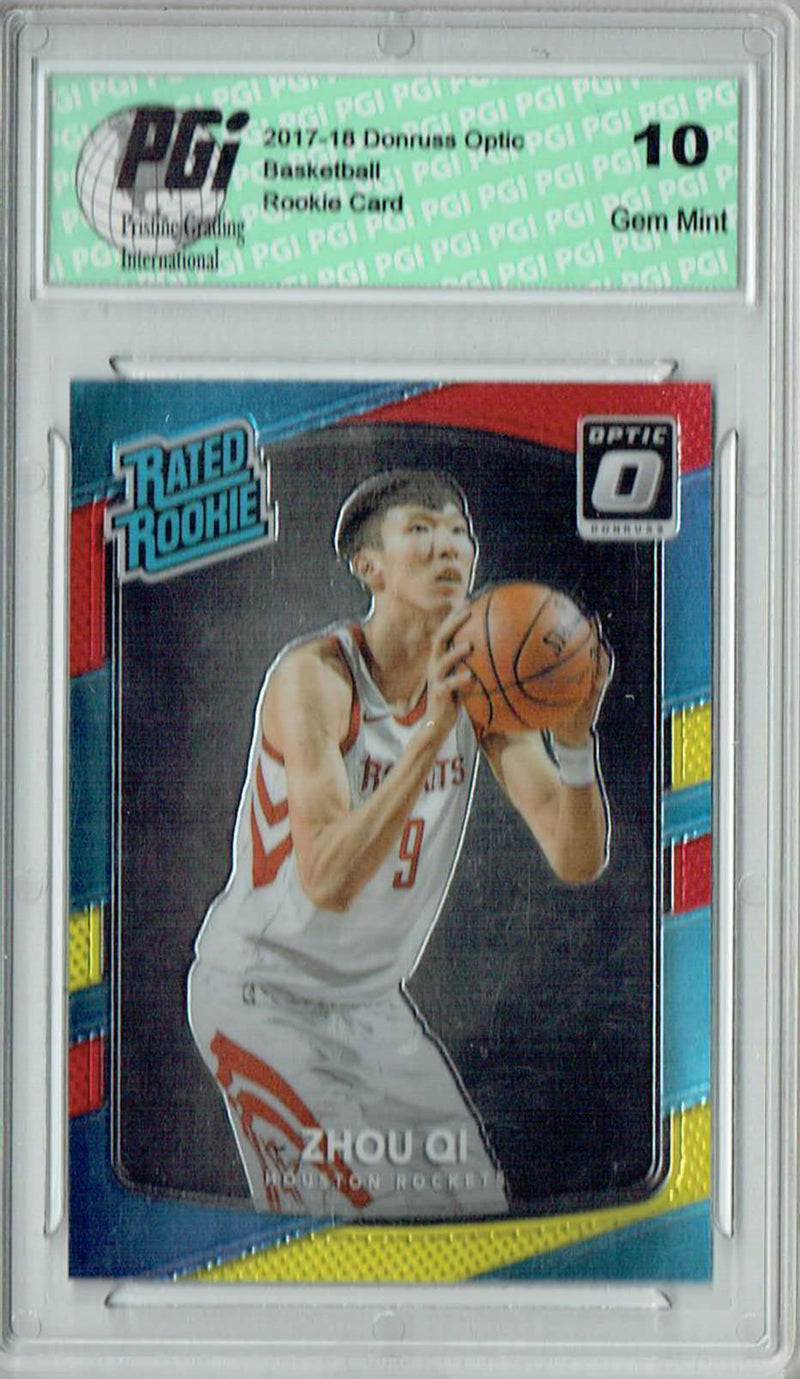 Zhou Qi 2017 Donruss Optic #151 Red & Yellow Rookie Card PGI 10