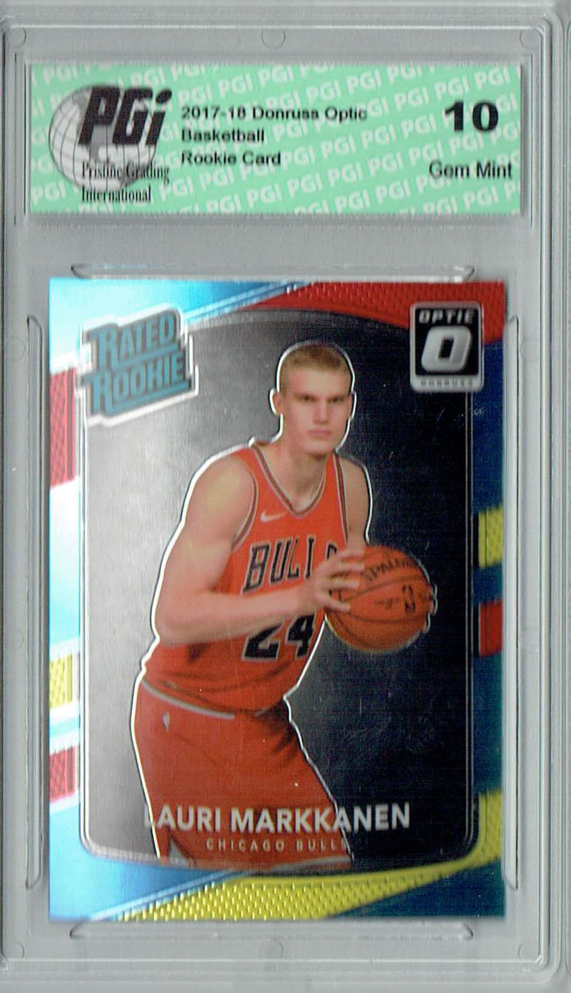 Lauri Markkanen 2017 Donruss Optic #159 Red & Yellow Rookie Card PGI 10