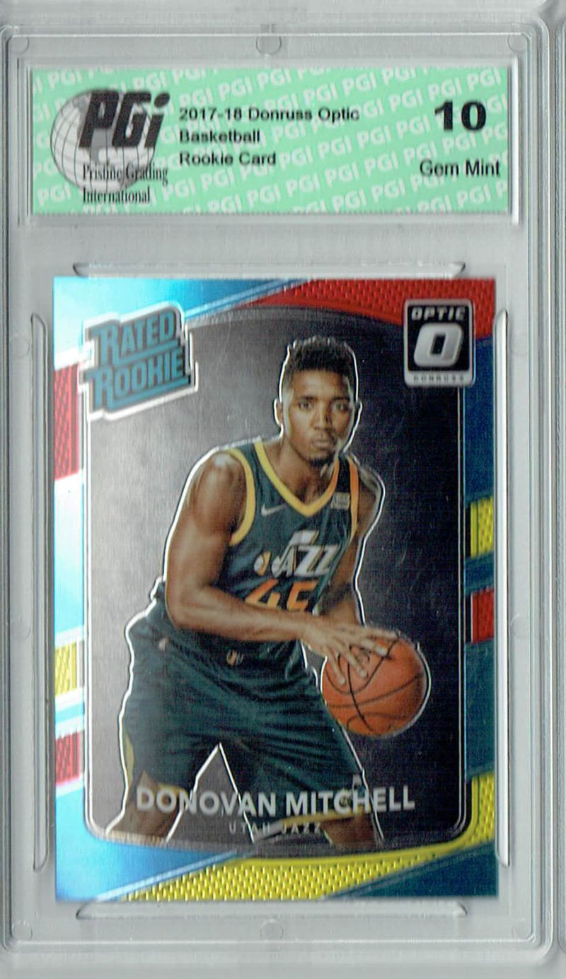 Donovan Mitchell 2017 Donruss Optic #188 Red & Yellow Rookie Card PGI 10