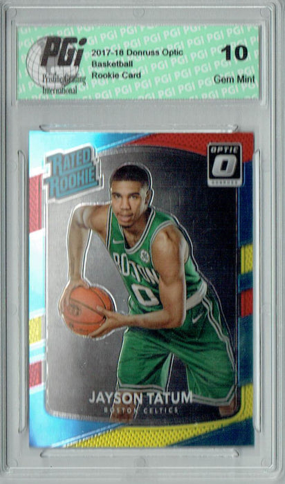 Jayson Tatum 2017 Donruss Optic #198 Red & Yellow Rookie Card PGI 10