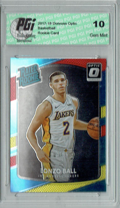 Lonzo Ball 2017 Donruss Optic #199 Red & Yellow Rookie Card PGI 10