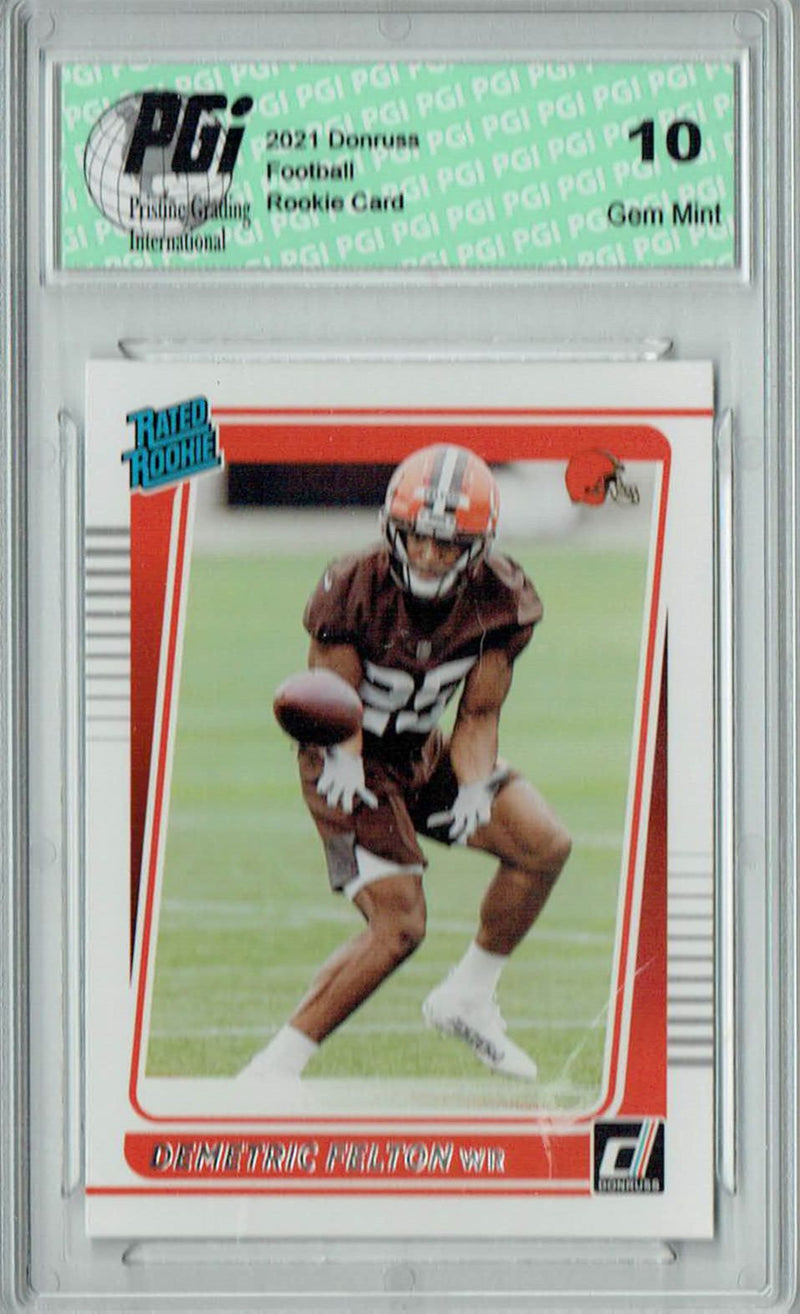 Demetric Felton 2021 Donruss Football #293 Gem Mint Rookie Card PGI 10