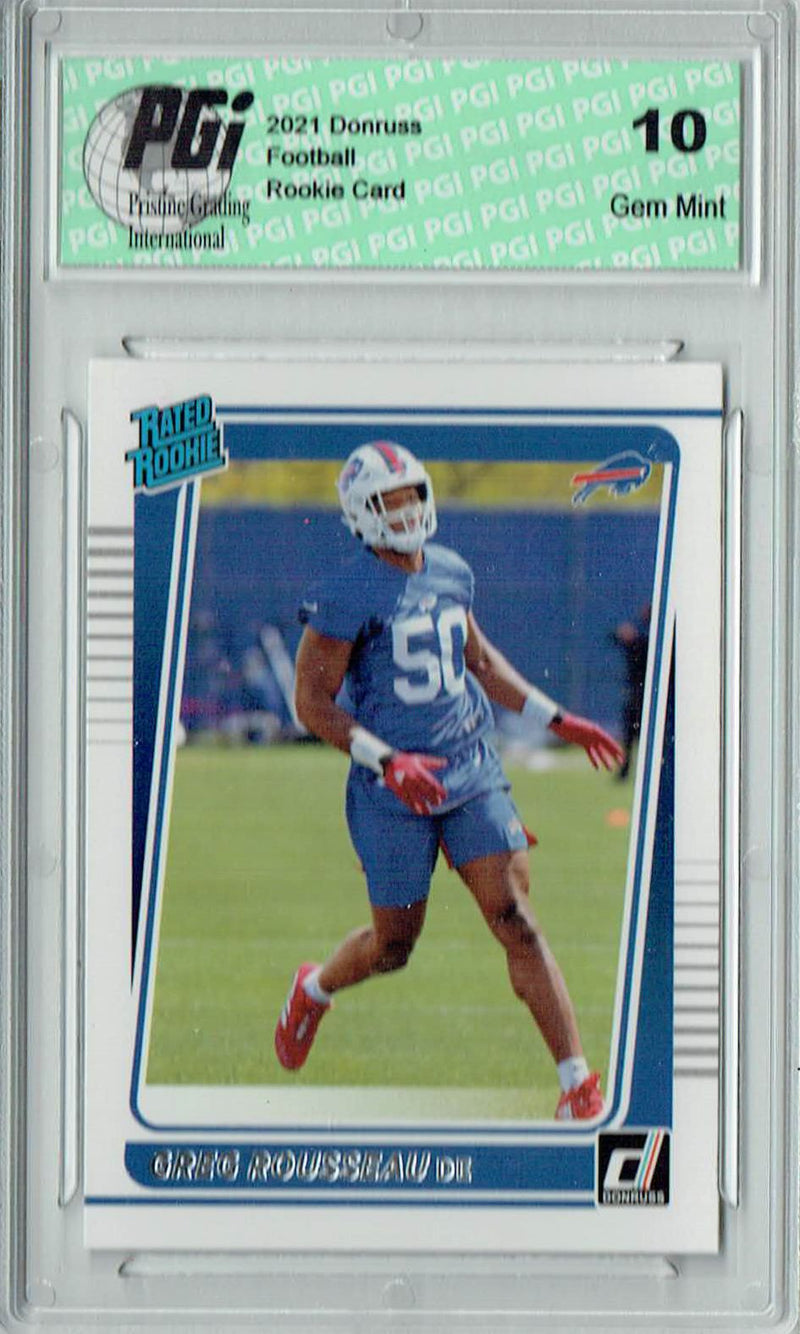 Greg Rousseau 2021 Donruss Football #344 Gem Mint Rookie Card PGI 10