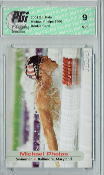 PGI 9 Michael Phelps 2004 S.I. Kids #360 Gold Medal Olympic Rookie Card