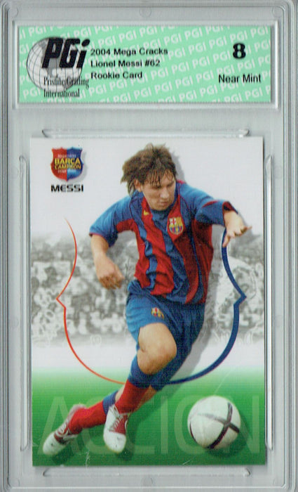PGI 8 Lionel Messi 2004 Panini Sports #62 Mega Cracks Barca Campeon Rookie Card